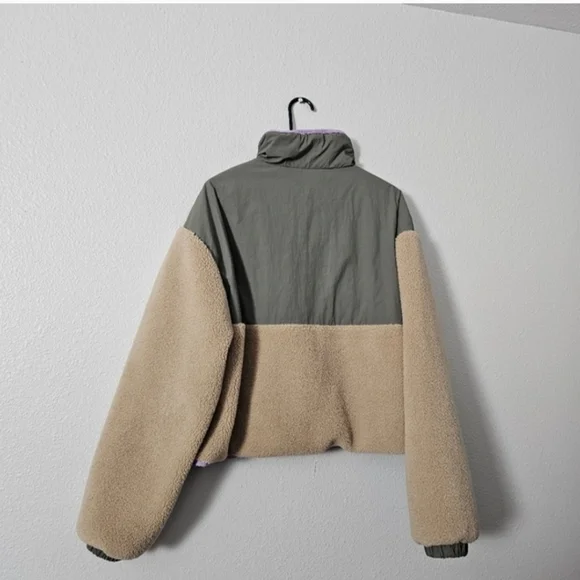 Zara Olive and Lavender Sherpa  Jacket Sz XL - Picture 5 of 10